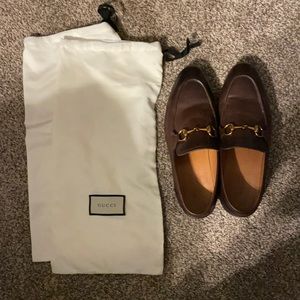 Gucci Mens Jordaan Brown Loafers Size 7